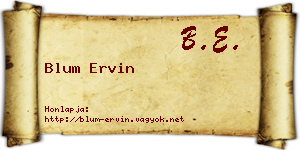 Blum Ervin névjegykártya
